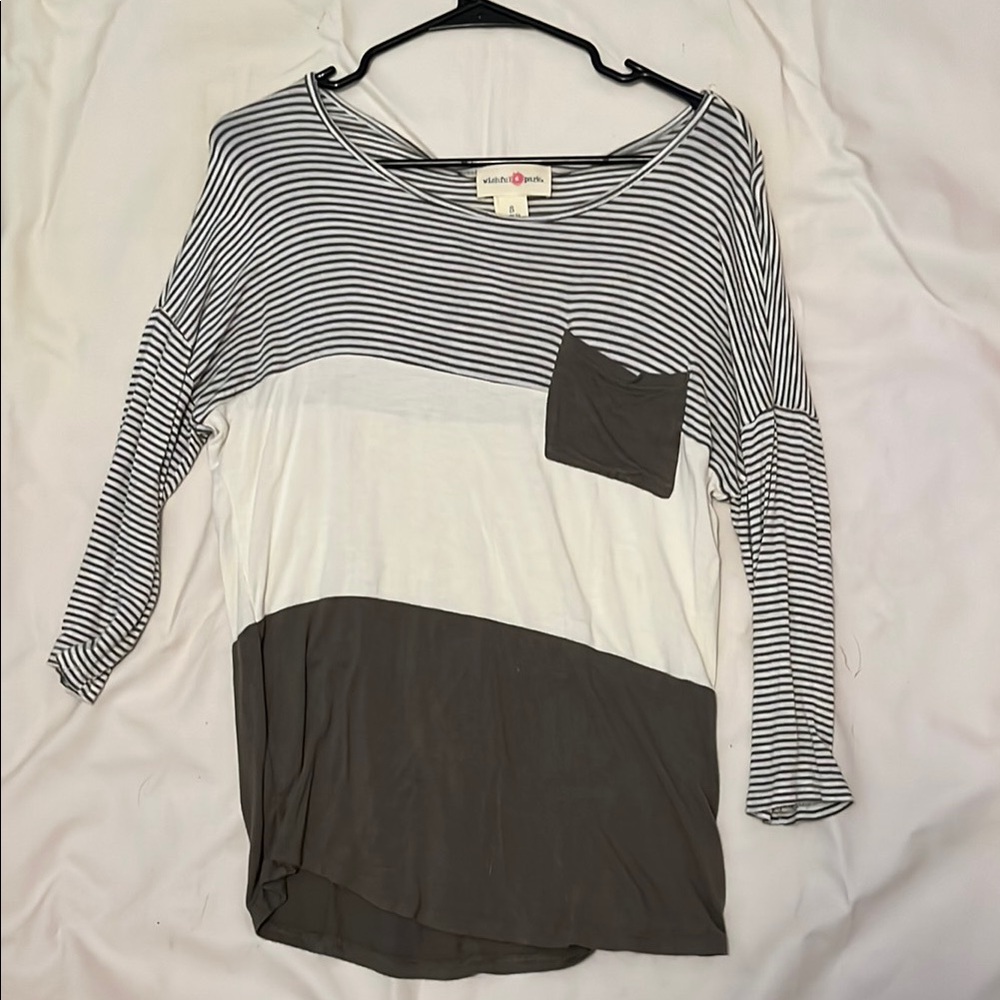 Vibrant Women's Striped Green and White Top